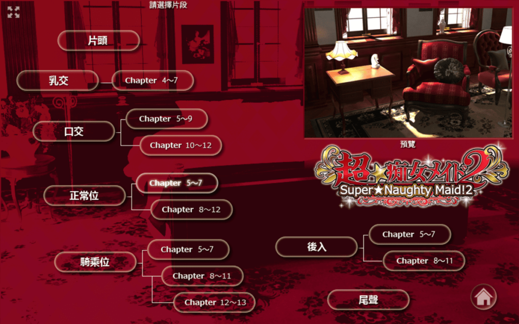 《Super Naughty Maid 2》用體位來安排章節內容