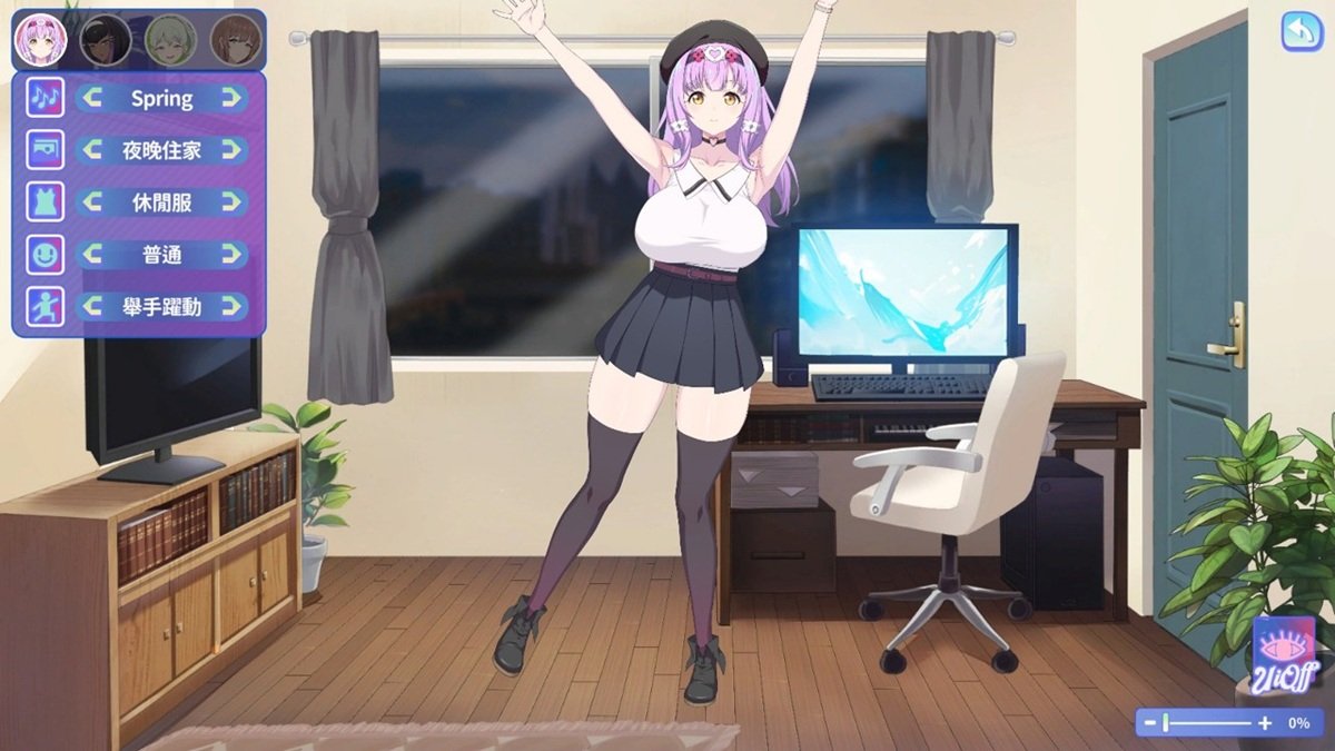 在鑑賞模式可以查看角色各種不同狀態時的樣子，圖為舞蹈中的艾莉絲